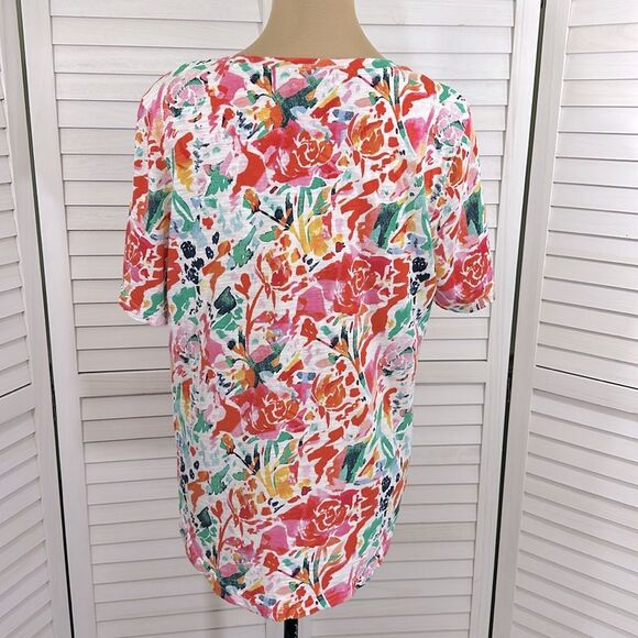 Chico's Abstract Notch Neck Tee Size 2 (12) Like New - Picture 8 of 15